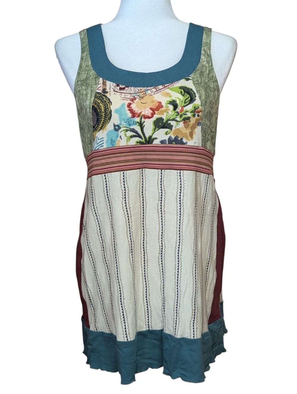 Boho Festival Mixed Medium Tunic Length Tank Top Size Small